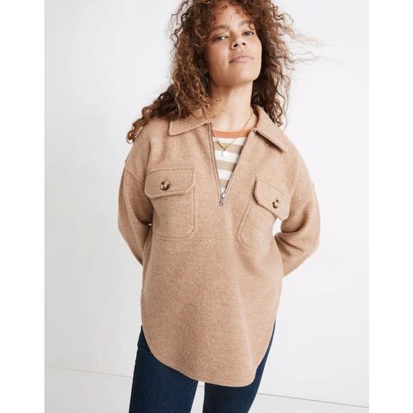 Madewell Boiled Wool Half-Zip Popover Sweater Size Small - Picture 1 of 7